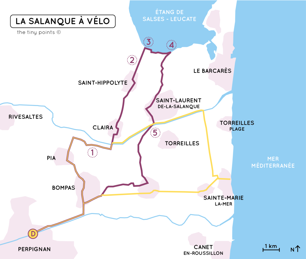 carte de la Salanque à vélo